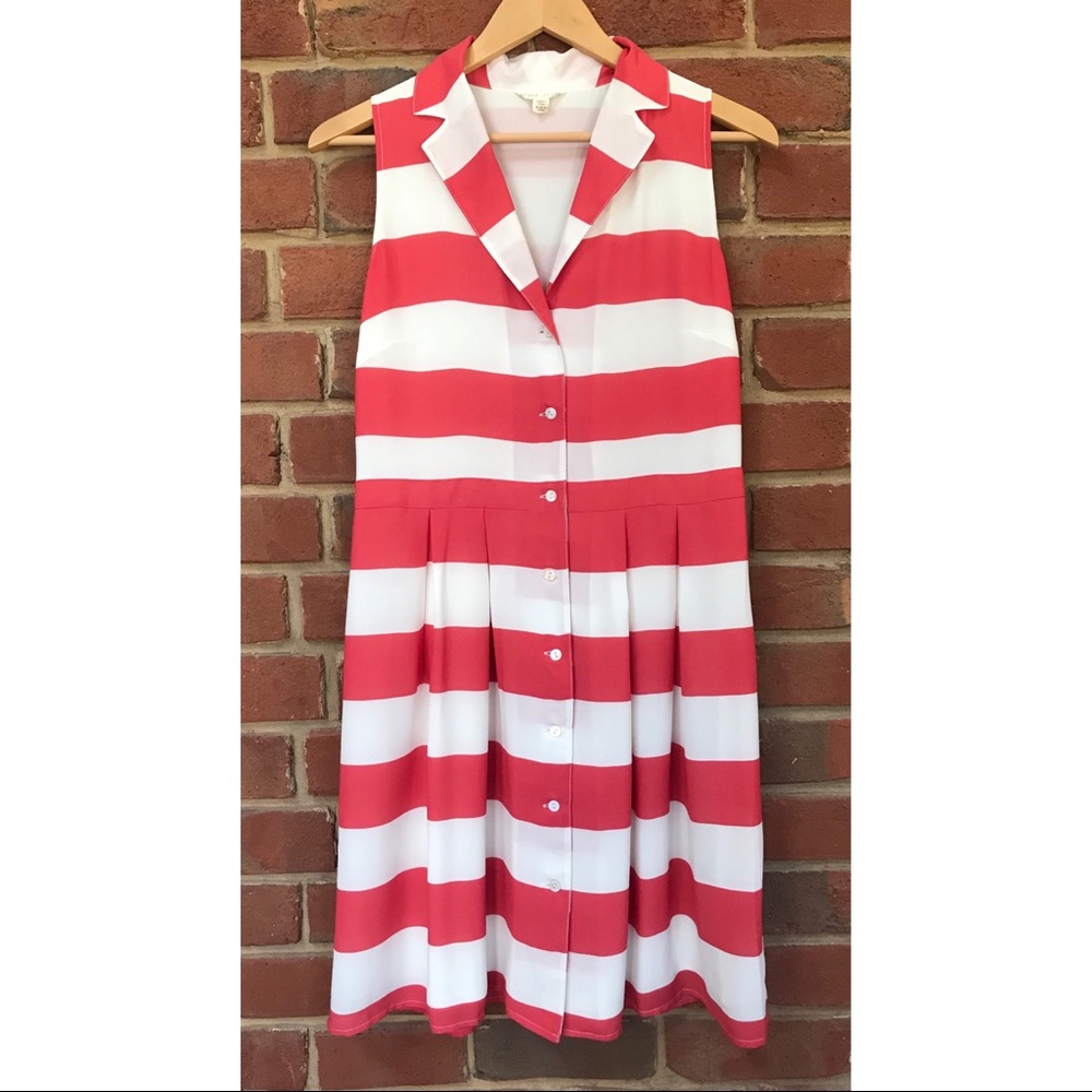 Anthropologie Paper Crown Striped Red Shirtdress